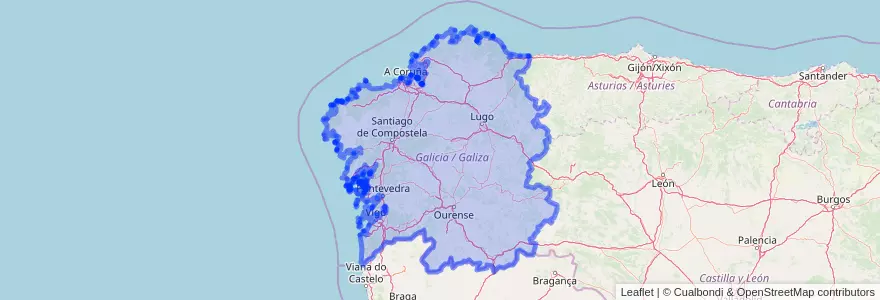 Mapa de ubicacion de Galicia / Galiza.