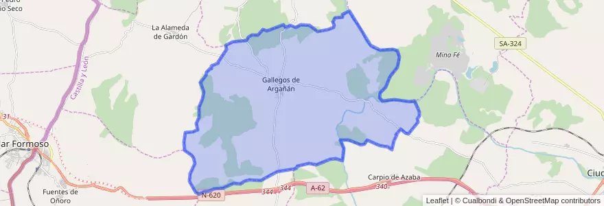 Mapa de ubicacion de Gallegos de Argañán.