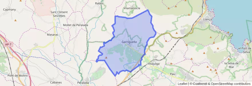 Mapa de ubicacion de Garriguella.
