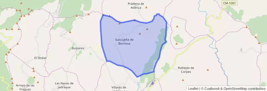 Mapa de ubicacion de Gascueña de Bornova.