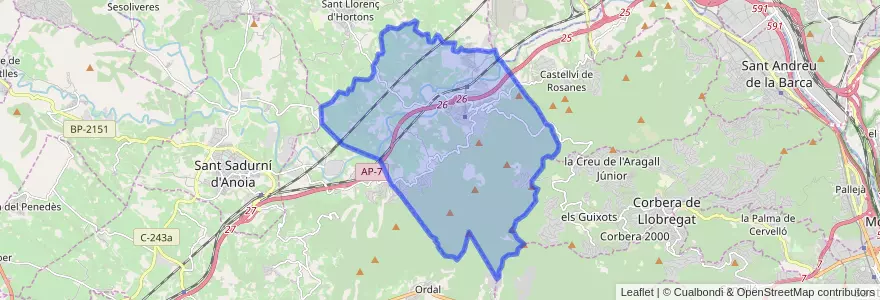Mapa de ubicacion de Gelida.