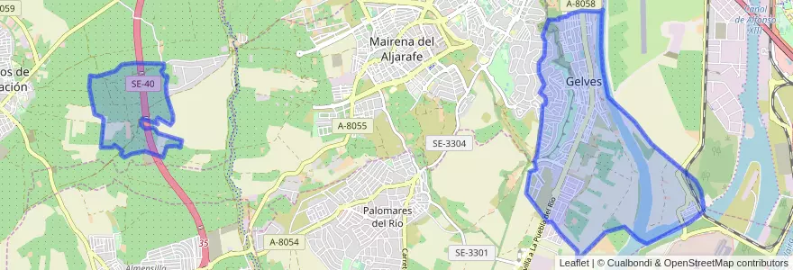 Mapa de ubicacion de Gelves.
