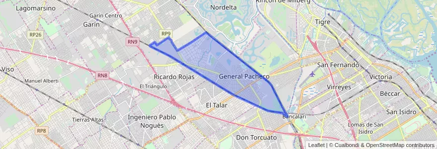 Mapa de ubicacion de General Pacheco.
