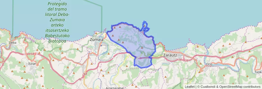Mapa de ubicacion de Getaria.