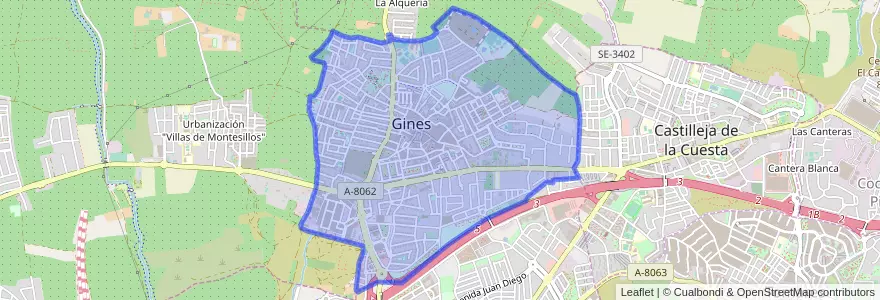 Mapa de ubicacion de Gines.