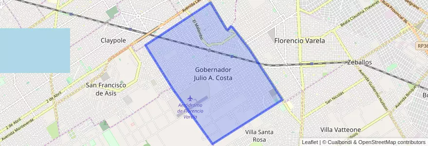 Mapa de ubicacion de Gobernador Julio A. Costa.