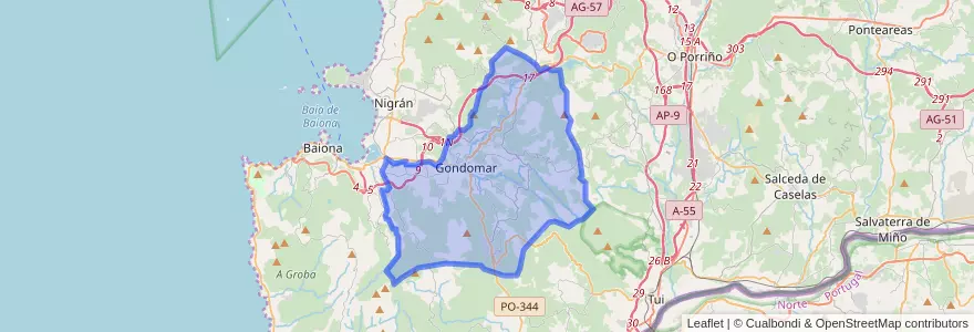 Mapa de ubicacion de Gondomar.