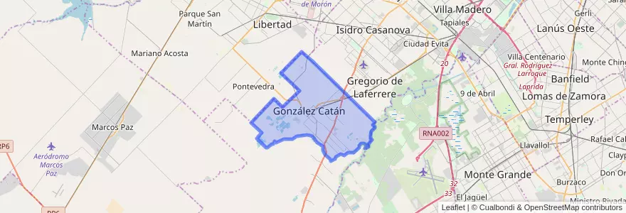 Mapa de ubicacion de González Catán.