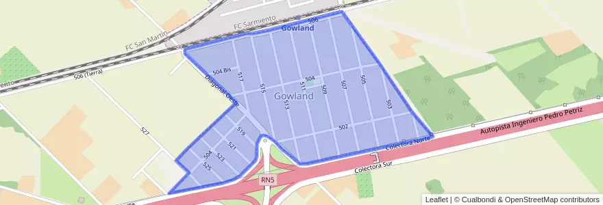 Mapa de ubicacion de Gowland.
