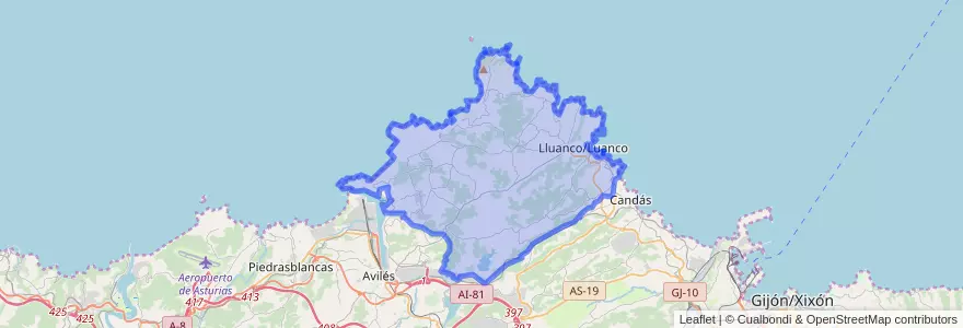 Mapa de ubicacion de Gozón.