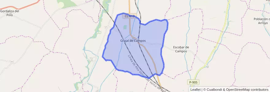 Mapa de ubicacion de Grajal de Campos.