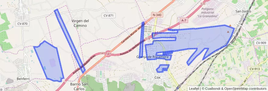 Mapa de ubicacion de Granja de Rocamora.