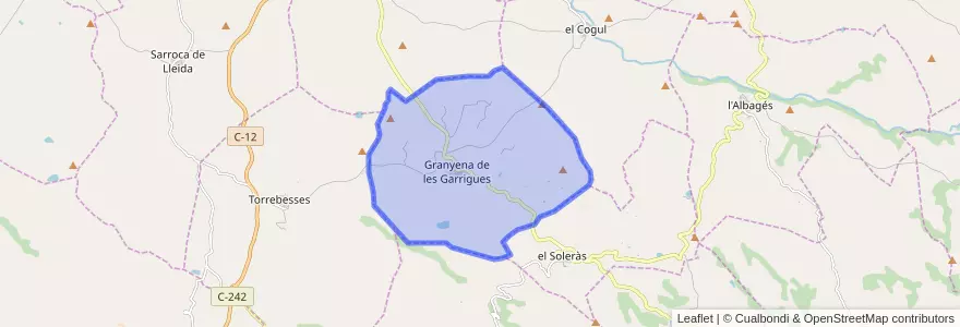 Mapa de ubicacion de Granyena de les Garrigues.