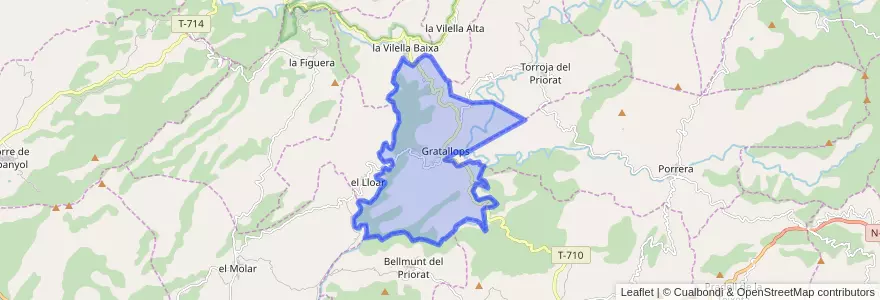 Mapa de ubicacion de Gratallops.