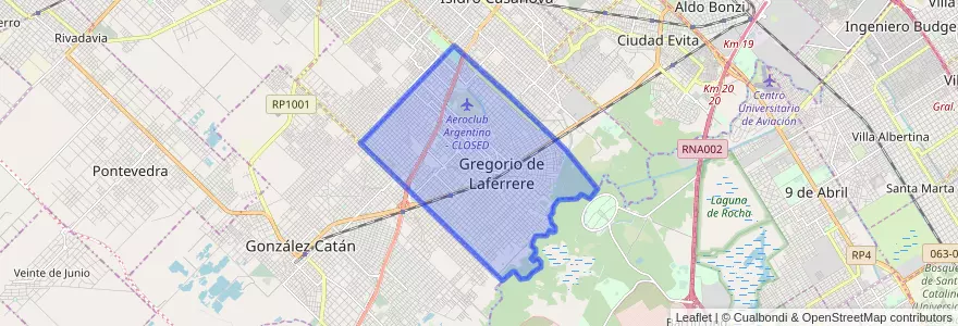 Mapa de ubicacion de Gregorio de Laferrere.