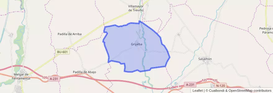 Mapa de ubicacion de Grijalba.
