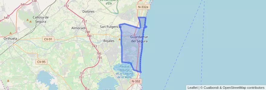 Mapa de ubicacion de Guardamar del Segura.