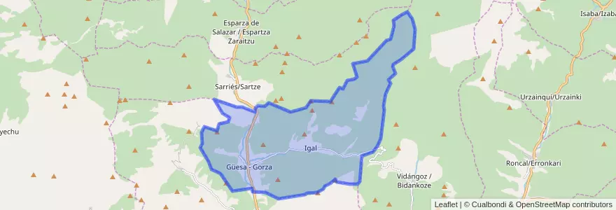 Mapa de ubicacion de Güesa/Gorza.