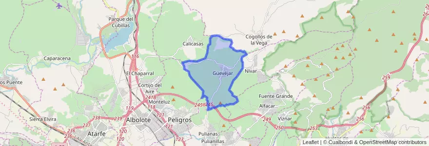 Mapa de ubicacion de Güevéjar.