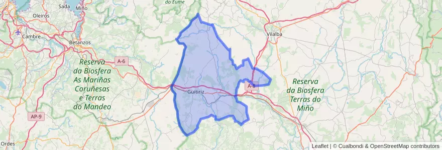 Mapa de ubicacion de Guitiriz.