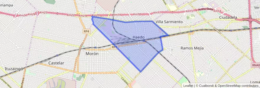 Mapa de ubicacion de Haedo.
