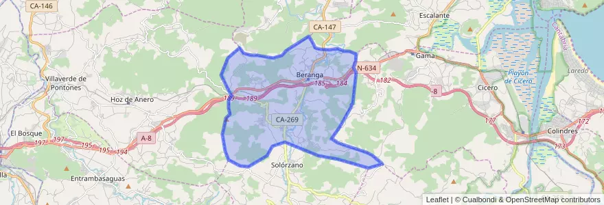 Mapa de ubicacion de Hazas de Cesto.
