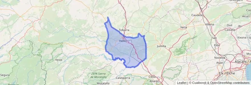 Mapa de ubicacion de Hellín.