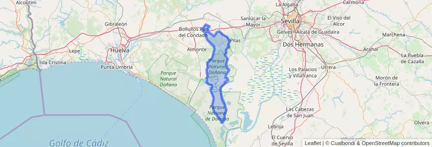Mapa de ubicacion de Hinojos.