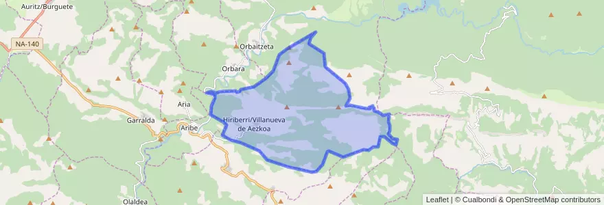 Mapa de ubicacion de Hiriberri/Villanueva de Aezkoa.