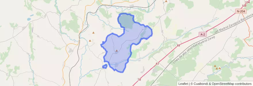 Mapa de ubicacion de Hita.