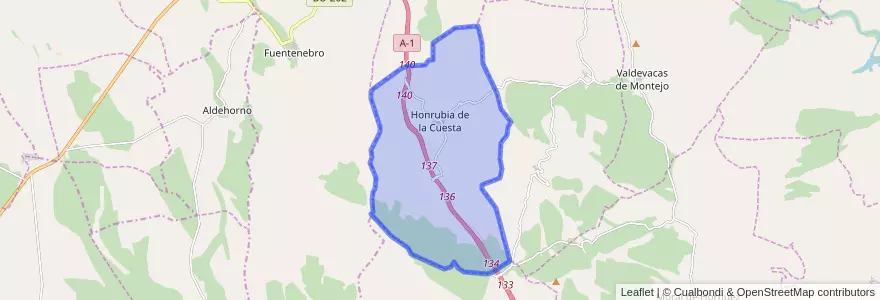 Mapa de ubicacion de Honrubia de la Cuesta.