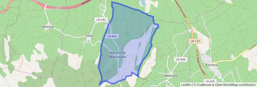 Mapa de ubicacion de Hornos de Moncalvillo.