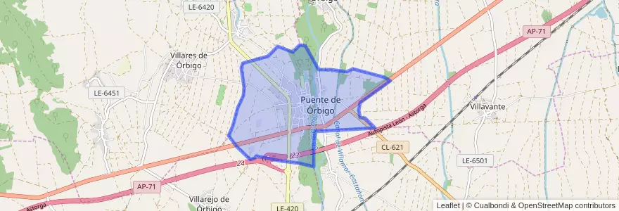Mapa de ubicacion de Hospital de Órbigo.