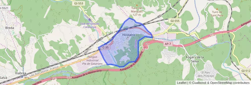 Mapa de ubicacion de Hostalric.