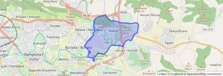 Mapa de ubicacion de Huarte/Uharte.