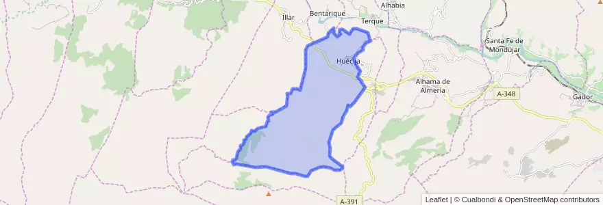 Mapa de ubicacion de Huécija.