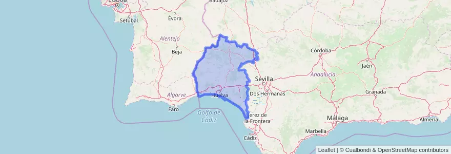 Mapa de ubicacion de Huelva.