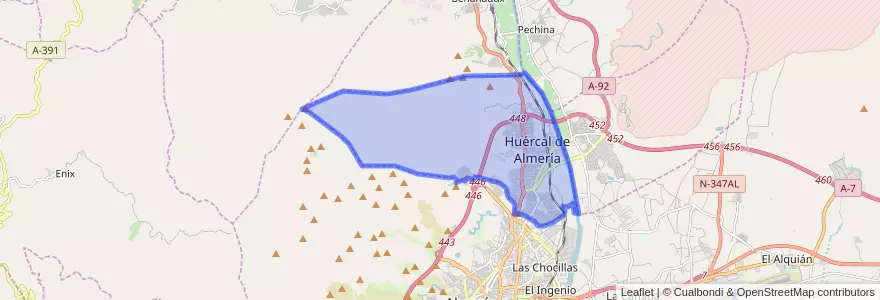 Mapa de ubicacion de Huércal de Almería.
