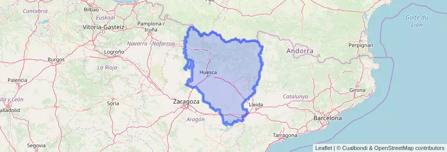 Mapa de ubicacion de Huesca.