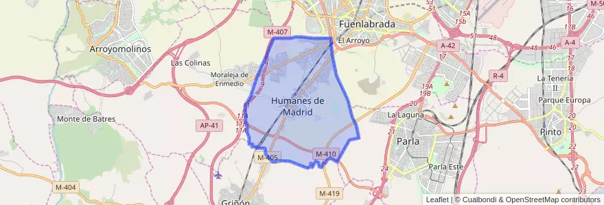 Mapa de ubicacion de Humanes de Madrid.