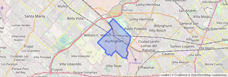 Mapa de ubicacion de Hurlingham.