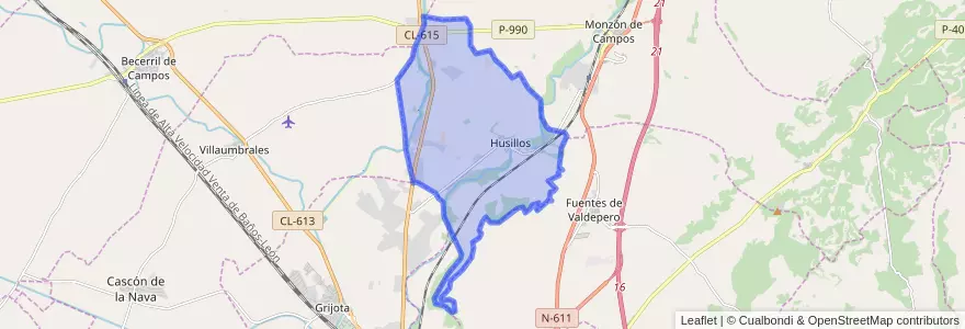 Mapa de ubicacion de Husillos.