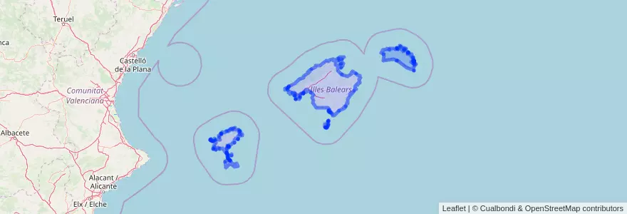 Mapa de ubicacion de Ilhas Baleares.