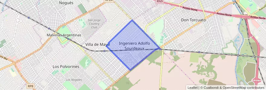 Mapa de ubicacion de Ingeniero Adolfo Sourdeaux.