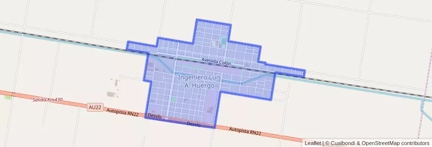 Mapa de ubicacion de Ingeniero Luis A. Huergo.