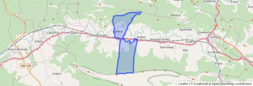 Mapa de ubicacion de Irañeta.