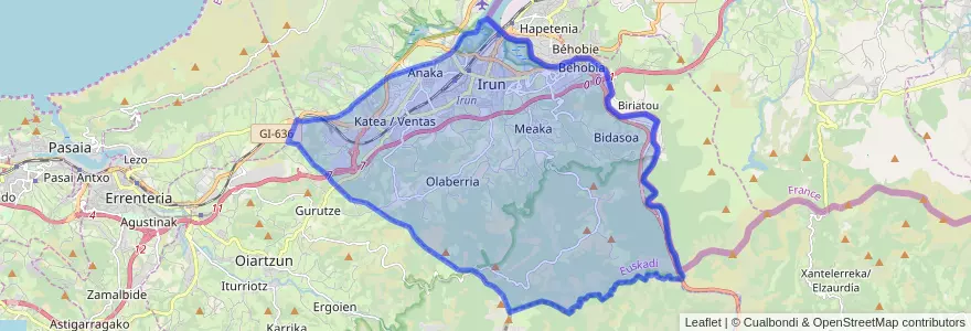 Mapa de ubicacion de Irun.