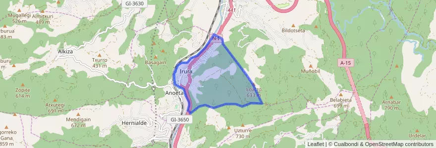 Mapa de ubicacion de Irura.