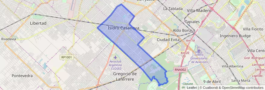Mapa de ubicacion de Isidro Casanova.