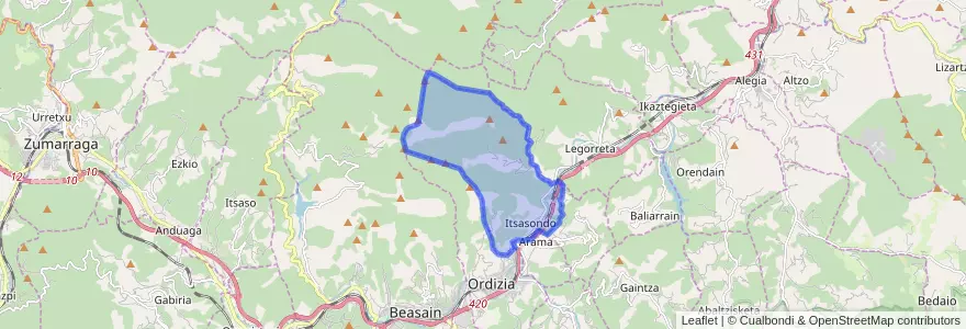 Mapa de ubicacion de Itsasondo.